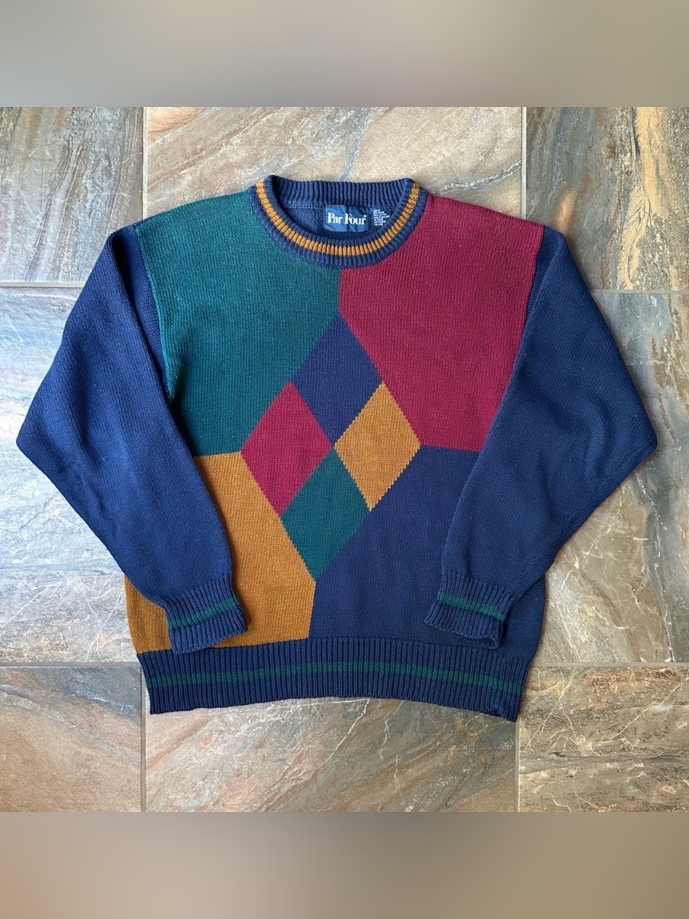 Par Four Vintage Men's Multicolor Geometric Sweater Size Medium